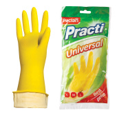 Перчатки хозяйственные латексные, х/б напыление, размер L (большой), желтые, PACLAN "Practi Universal" за 130 ₽. Перчатки латексные и резиновые. Доставка по РФ. Без переплат!