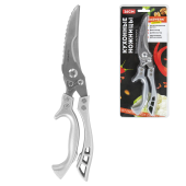 Ножницы-секатор кухонные DASWERK (ДАСВЕРК), 260 мм, фиксатор, зазубренные, металлические, 608902 за 876 ₽. Ножницы кухонные.  Доставка по РФ. Без переплат!