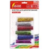 Блестки (глиттер) для декора, поделок, DIY, творчества, оформления, ОСТРОВ СОКРОВИЩ, НАБОР, 6 цветов по 6,5 грамм, блистер, 661550 за 258 ₽. Блестки для декора.  Доставка по РФ. Без переплат!