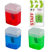 Точилка STAFF "College" PS-533, с контейнером и крышкой, прямоугольная, тонированный ассорти, 226533 за 36 ₽. Точилки ручные.  Доставка по РФ. Без переплат!