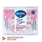 Ватные палочки КОМПЛЕКТ 200 шт., AURA, пакет, 13141 за 62 ₽. Ватные палочки и диски.  Доставка по РФ. Без переплат!