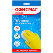 Перчатки МНОГОРАЗОВЫЕ латексные ОФИСМАГ, хлопчатобумажное напыление, размер М (средний), желтые, вес 40 г, 604198 за 99 ₽. Перчатки латексные и резиновые.  Доставка по РФ. Без переплат!