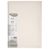 Тетрадь обложка пластик, А4 80 л., гребень мягкий (силиконовый), клетка, BRAUBERG, бежевая, 405354 за 242 ₽. Тетради формата А4.  Доставка по РФ. Без переплат!