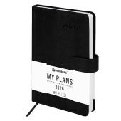 Ежедневник датированный 2026 А5 138x213 мм, BRAUBERG "Legend", под кожу, застежка, черный, 117070 за 188 ₽. Ежедневники с покрытием "под кожу и ткань".  Доставка по РФ. Без переплат!