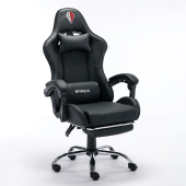 Кресло компьютерное BRABIX "Dexter GM-135", подножка, две подушки, экокожа, черное, 532800 за 15 589 ₽. Кресла игровые.  Доставка по РФ. Без переплат!