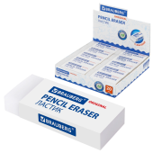 Ластик большой BRAUBERG EXTRA, 60х24х11 мм, белый, прямоугольный, экологичный ПВХ, картонный держатель, 228074 за 30 ₽. Ластики классические.  Доставка по РФ. Без переплат!