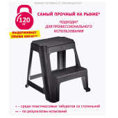 Стремянка-табурет, 2 ступени, стационарная, пластиковая, нагрузка 120 кг, вес 2,4 кг, черная, IDEA, М 2296 за 1&nbsp;906 ₽. Лестницы и стремянки.  Доставка по РФ. Без переплат!