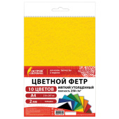 Фетр мягкий утолщенный А4, 2 мм, 10 листов, 10 цветов, плотность 250 г/м2, ОСТРОВ СОКРОВИЩ, 665669 за 194 ₽. Фетр.  Доставка по РФ. Без переплат!