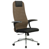 Кресло BRABIX PREMIUM "Ultimate EX-801" хром, плотная двойная сетка Х2, черное/коричневое, 532920 за 13 675 ₽. Кресла для руководителей. Доставка по РФ. Без переплат!