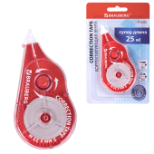 Корректирующая лента BRAUBERG MAXI PLUS, 5 мм х 25 м, механизм перемотки, корпус красный, блистер, 272501 за 135 ₽. Корректирующие ленты.  Доставка по РФ. Без переплат!
