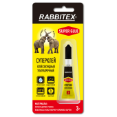 Клей секундный суперклей УЛЬТРАПРОЧНЫЙ, блистер, 3 грамма, RABBITEX (РАББИТЕКС) "ДВА СЛОНА", 609811 за 22 ₽. Клей специальный.  Доставка по РФ. Без переплат!