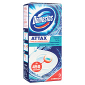 Освежитель/очиститель для унитаза/писсуара КОМПЛЕКТ 3 шт. х 10 г DOMESTOS Attax, "Морская Свежесть", стикер за 125 ₽. Освежители для туалета.  Доставка по РФ. Без переплат!