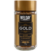 Кофе растворимый WELDAY (ВЭЛДЭЙ) "GOLD" 95 г, стеклянная банка, сублимированный, 622675 за 394 ₽. Кофе растворимый.  Доставка по РФ. Без переплат!