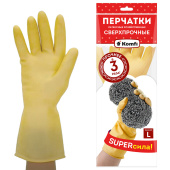 Перчатки МНОГОРАЗОВЫЕ латексные SUPER СИЛА СВЕРХПРОЧНЫЕ, бежевые, размер 8-9, L (большой), вес 98 г, Komfi, ADM, 20074 за 203 ₽. Перчатки латексные и резиновые.  Доставка по РФ. Без переплат!
