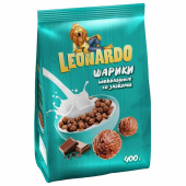 Готовый завтрак LEONARDO "Шоколадные шарики", 400 г, КВР156 за 160 ₽. Сухие завтраки.  Доставка по РФ. Без переплат!