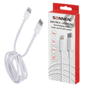 Кабель USB Type-C-Lightning с поддержкой быстрой зарядки, белый, 1 м, SONNEN, медный, 513612 за 306 ₽. Кабели USB - MicroUSB/Apple/Type-C.  Доставка по РФ. Без переплат!