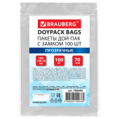 Пакеты дой-пак с замком ZIP LOCK, прозрачные, 100х150 + 30 мм, КОМПЛЕКТ 100 штук, 70 мкм, BRAUBERG, 700695 за 392 ₽. Пакеты с замком "зиплок".  Доставка по РФ. Без переплат!