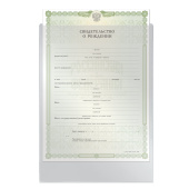 Папка-файл для свидетельства о рождении, 190х263 мм, без отверстий, ПВХ 120 мкм, "ДПС", 1746 за 40 ₽. Папки перфорированные специальные.  Доставка по РФ. Без переплат!
