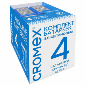 Батарейки алкалиновые КОМПЛЕКТ 4 шт., CROMEX Alkaline, Крона 9V (6LR61, 6LF22, 1604A), короб, 456453 за 530 ₽. Батарейки.  Доставка по РФ. Без переплат!