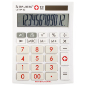 Калькулятор настольный BRAUBERG ULTRA-12-WAB (192x143 мм), 12 разрядов, двойное питание, антибактериальное покрытие, БЕЛЫЙ, 250506 за 750 ₽. Калькуляторы настольные. Доставка по РФ. Без переплат!