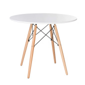 Стол обеденный BRABIX "Eames T-01", круглый, диаметр 80 см, опоры дерево, белый, 532633 за 11 988 ₽. Столы для столовых, баров и кафе.  Доставка по РФ. Без переплат!