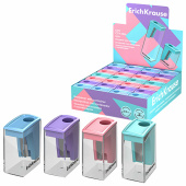 Точилка ERICH KRAUSE "City Mini", с контейнером, пластиковая, корпус ассорти, 61277 за 54 ₽. Точилки ручные.  Доставка по РФ. Без переплат!