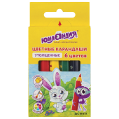 Карандаши цветные утолщенные ЮНЛАНДИЯ "МАЛЫШИ-КАРАНДАШИ", 6 цветов, укороченные, шестигранные, грифель 5 мм, натуральное дерево, 181375 за 81 ₽. Карандаши цветные.  Доставка по РФ. Без переплат!