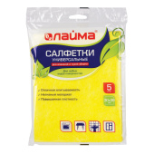 Салфетки ВИСКОЗНЫЕ универсальные MEGA, 30х38 см, КОМПЛЕКТ 5 шт., 90 г/м2, желтые, LAIMA, К4083, 601562 за 60 ₽. Салфетки хозяйственные.  Доставка по РФ. Без переплат!