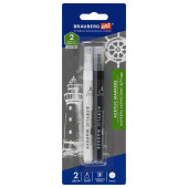 Маркеры акриловые для рисования и хобби, 2 цвета ЧЕРНЫЙ/БЕЛЫЙ, линия 0,7-1 мм, BRAUBERG ART, 152527 за 171 ₽. Маркеры для хобби.  Доставка по РФ. Без переплат!