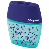 Точилка с контейнером MAPED (Франция) "Pixel Party", 2 отверстия, яркий цвет корпуса, 035023 за 92 ₽. Точилки ручные.  Доставка по РФ. Без переплат!