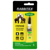 Клей-гель секундный суперклей УЛЬТРАПРОЧНЫЙ, блистер, 3 грамма, RABBITEX (РАББИТЕКС) "ДВА СЛОНА", 609812 за 26 ₽. Клей специальный.  Доставка по РФ. Без переплат!
