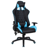 Кресло компьютерное BRABIX "GT Master GM-110", две подушки, экокожа, черное/голубое, 531928 за 14 971 ₽. Кресла игровые. Доставка по РФ. Без переплат!