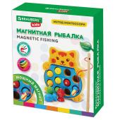 Сортер-рыбалка магнитный деревянный развивающий "Кот", BRAUBERG KIDS, 665246 за 786 ₽. Игрушки развивающие.  Доставка по РФ. Без переплат!
