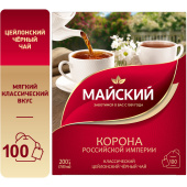 Чай МАЙСКИЙ "Корона Российской Империи" черный цейлонский, 100 пакетиков по 2 г, 113159 за 346 ₽. Чай пакетированный.  Доставка по РФ. Без переплат!