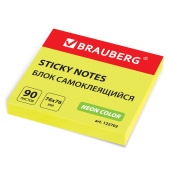 Блок самоклеящийся (стикеры), BRAUBERG, НЕОНОВЫЙ, 76х76 мм, 90 листов, желтый, 122702 за 53 ₽. Блоки самоклеящиеся.  Доставка по РФ. Без переплат!