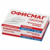 Скрепки ОФИСМАГ, 28 мм, оцинкованные, 100 шт., в картонной коробке, 227582 за 37 ₽. Скрепки канцелярские.  Доставка по РФ. Без переплат!