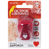 Дырокол фигурный "Сердце", диаметр вырезной фигуры 9 мм, ОСТРОВ СОКРОВИЩ, 227146 за 181 ₽. Дыроколы фигурные для творчества.  Доставка по РФ. Без переплат!
