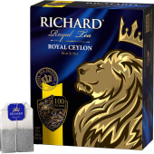 Чай RICHARD "Royal Ceylon" черный цейлонский, 100 пакетиков по 2 г, 610606 за 434 ₽. Чай пакетированный.  Доставка по РФ. Без переплат!