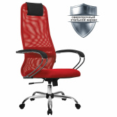 Кресло офисное МЕТТА "SU-B-8" хром, ткань-сетка, сиденье мягкое, красное за 14 786 ₽. Кресла для руководителей. Доставка по РФ. Без переплат!