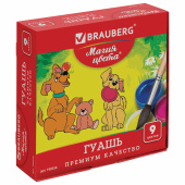 Гуашь BRAUBERG "МАГИЯ ЦВЕТА", 9 цветов по 20 мл, 190556 за 191 ₽. Гуашь школьная.  Доставка по РФ. Без переплат!