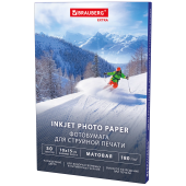 Фотобумага матовая, 10х15 см, 180 г/м2, односторонняя, 50 листов, BRAUBERG EXTRA, 364483 за 104 ₽. Фотобумага.  Доставка по РФ. Без переплат!