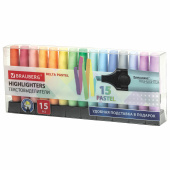 Набор текстовыделителей 15 ПАСТЕЛЬНЫХ ЦВЕТОВ на подставке, BRAUBERG "DELTA PASTEL", линия 1-5 мм, 152507 за 705 ₽. Текстовыделители.  Доставка по РФ. Без переплат!