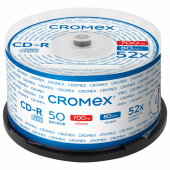 Диски CD-R CROMEX, 700 Mb, 52x, Cake Box (упаковка на шпиле), КОМПЛЕКТ 50 шт., 513772 за 1 369 ₽. Диски CD, DVD, BD (Blu-ray).  Доставка по РФ. Без переплат!