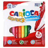 Фломастеры утолщенные CARIOCA (Италия) "Bravo", 12 цветов, суперсмываемые, 42755 за 542 ₽. Фломастеры классические.  Доставка по РФ. Без переплат!