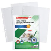 Папки-файлы перфорированные А4 BRAUBERG "EXTRA 700", КОМПЛЕКТ 50 шт., матовые, ПЛОТНЫЕ, 70 мкм, 229667 за 287 ₽. Папки перфорированные.  Доставка по РФ. Без переплат!