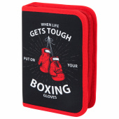 Пенал ПИФАГОР, 1 отделение, 2 откидные планки, полиэстер, 20х14 см, "Boxing", 272289 за 326 ₽. Пеналы каркасные.  Доставка по РФ. Без переплат!