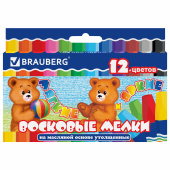 Восковые мелки утолщенные BRAUBERG, НАБОР 12 цветов, на масляной основе, яркие цвета, 222970 за 184 ₽. Мелки восковые.  Доставка по РФ. Без переплат!