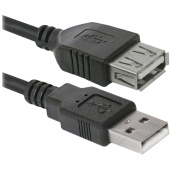Кабель-удлинитель USB 2.0, 1,8 м, DEFENDER, M-F, для подключения периферии, 87456 за 174 ₽. Кабели USB 2.0 AM-AF.  Доставка по РФ. Без переплат!