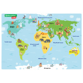Настольное покрытие BRAUBERG KIDS, А3+, пластик, 46x33 см, "Кот-энтузиаст изучает Мир", 273619 за 84 ₽. Коврики настольные детские.  Доставка по РФ. Без переплат!