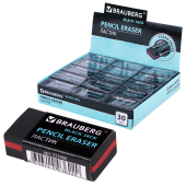 Ластик BRAUBERG "BlackJack", 40х20х11 мм, черный, прямоугольный, картонный держатель, 222466 за 17 ₽. Ластики классические.  Доставка по РФ. Без переплат!